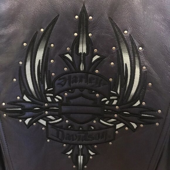 Women's Harley Davidson Leather Jacket Dark Purple​​​​​​​​ - Picture 4 of 9